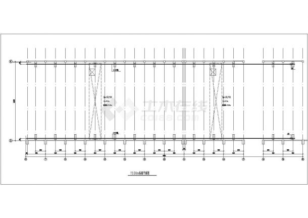 西宁市某水泥石板厂单层全钢结构生产厂房建筑设计CAD图纸-图二