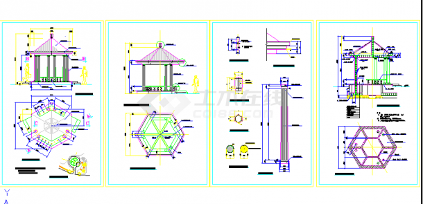 某景观欧式六角亭设计cad全套建筑施工图（甲级院设计）-图一