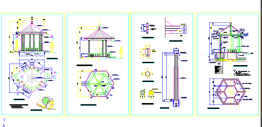 某景观欧式六角亭设计cad全套建筑施工图（甲级院设计）
