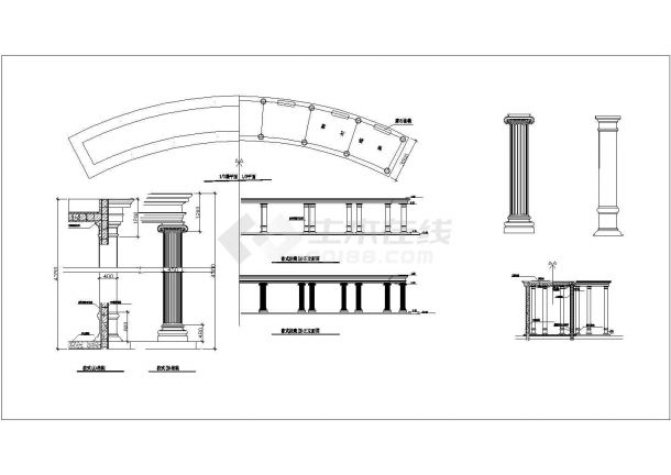 经典景观工程小品-欧式廊柱设计cad施工大样图-图二