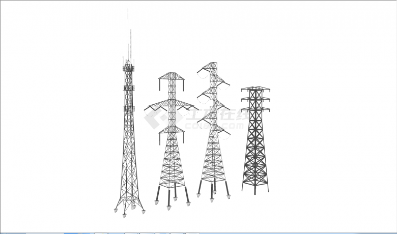 现代大型高压电塔 电线杆su模型-图二