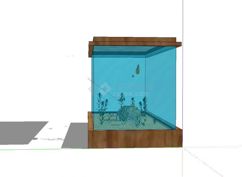 带海草和小鱼的简易鱼缸su模型-图二