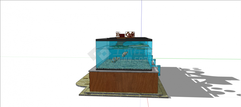 现代玻璃制长方形鱼缸su模型-图二