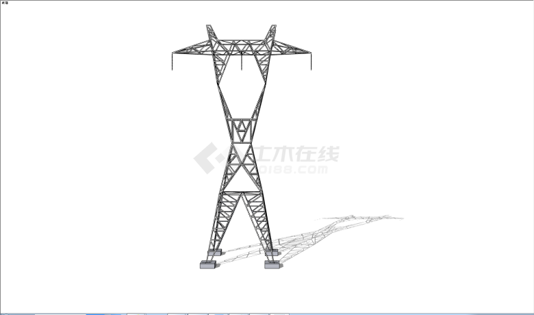 现代X形高压电塔 电线杆 su模型-图二
