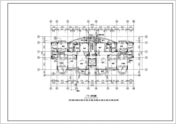 住宅设计_11层1楼梯1电梯住宅楼设计CAD图-图二