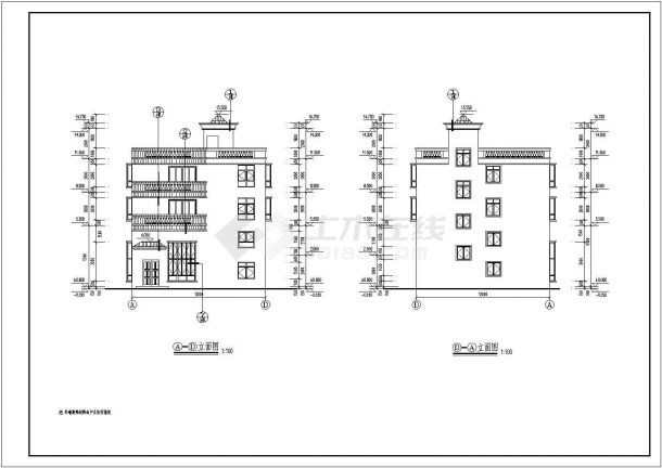 某地区私人豪华住宅楼建筑详细设计方案施工CAD图纸-图二
