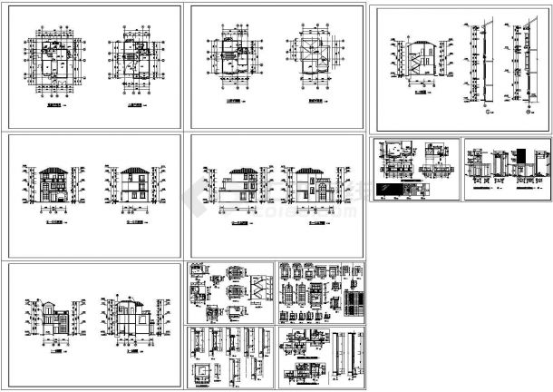 三套经典别墅建筑详细设计方案施工CAD完整图纸-图一