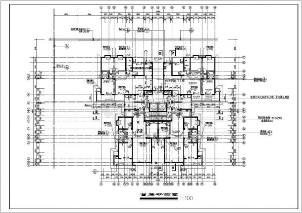 住宅设计_28层1楼梯2电梯4户点式住宅楼设计CAD图-图二