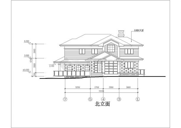 某现代欧式别墅建筑详细设计方案施工CAD图纸-图二