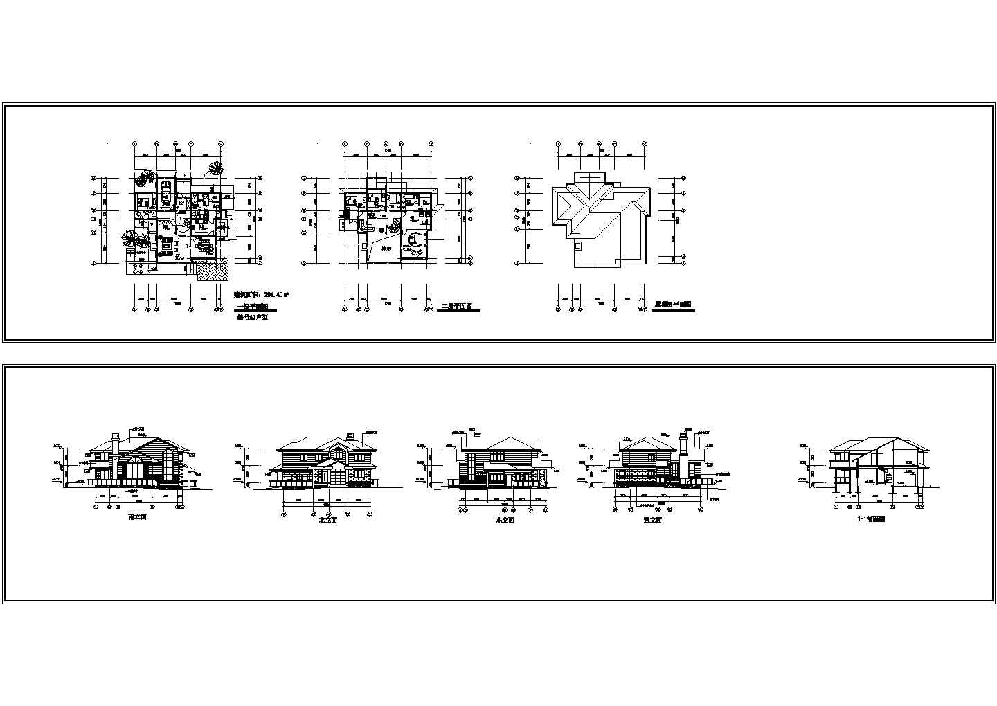 某现代欧式别墅建筑详细设计方案施工CAD图纸