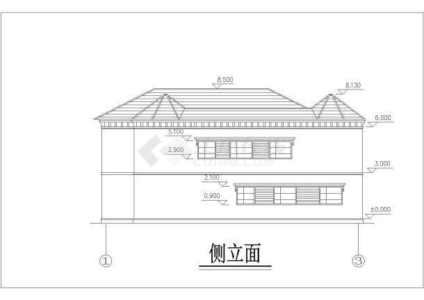 某现代欧美别墅建筑详细设计方案施工CAD图纸-图二