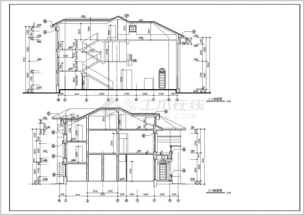 某经典现代棋盘山别墅建筑详细设计方案施工CAD图纸-图二