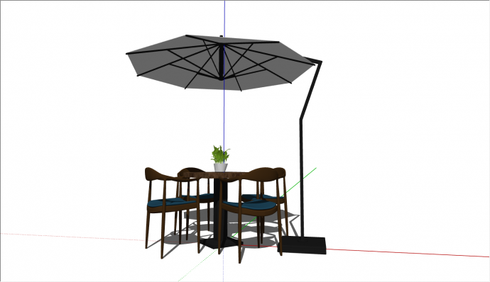 户外休闲可遮阳桌椅的SU模型_图1