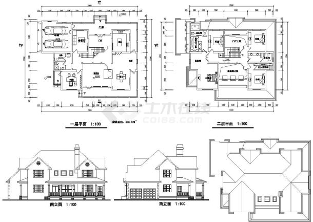 某地区特色别墅建筑详细设计施工方案CAD图纸-图一