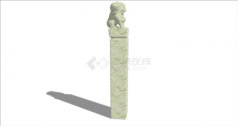 中式古典抱鼓石栓马柱su模型-图一