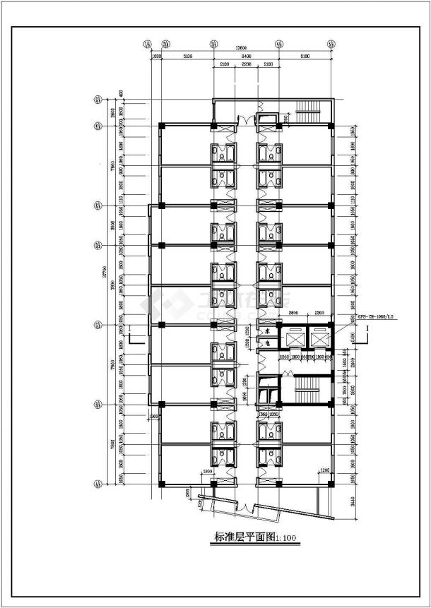 某老城区商店街大型商场建筑设计方案CAD图纸-图二