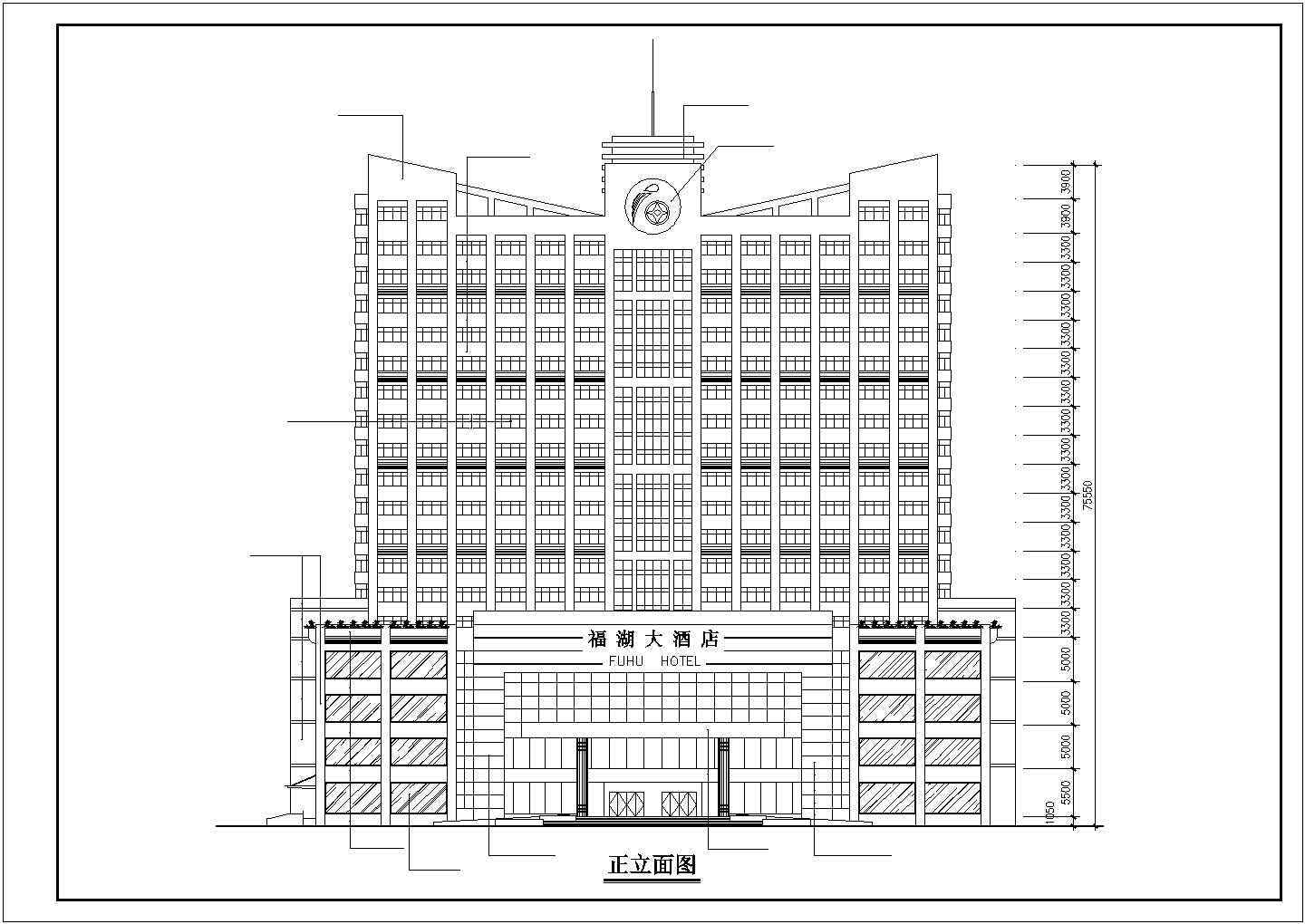 某老城区大型高层酒店建筑设计方案CAD图纸
