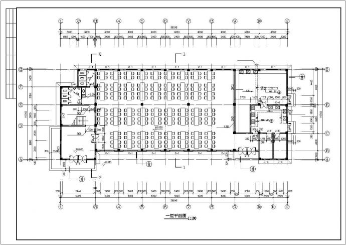 某老城区公司食堂建筑设计方案CAD图纸_图1