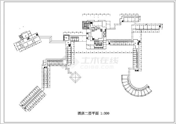 某老城区公园酒店建筑设计方案CAD图纸-图二