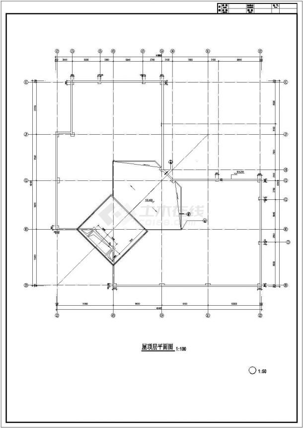 某老城区国际大厦建筑设计方案CAD图纸-图一