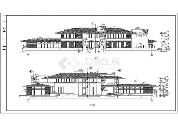 某老城区国际大厦会所建筑设计方案CAD图纸-图二