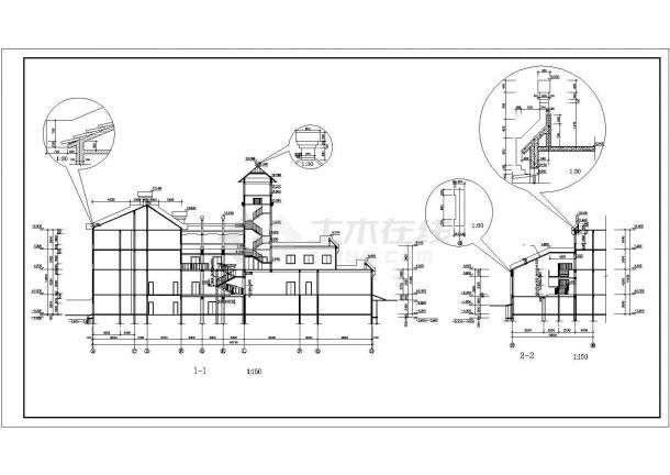 某老城区国际接待中心建筑详细设计方案CAD图纸-图二