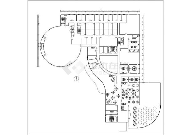 某老城区国际商业酒店建筑平面设计方案CAD图纸-图二