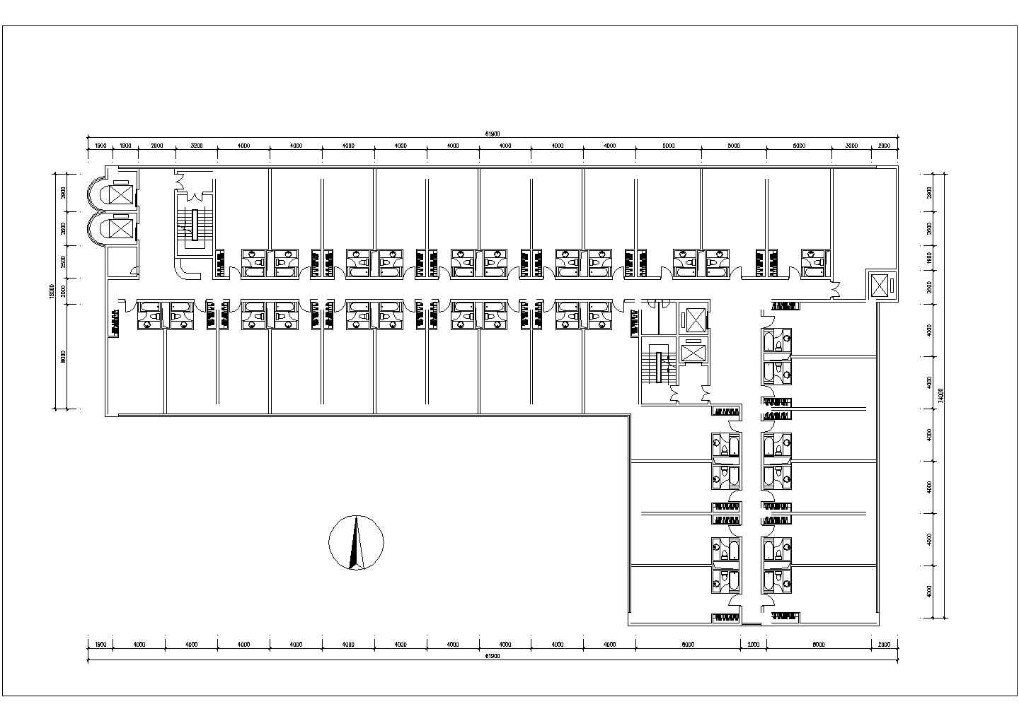 某老城区国际商业酒店建筑平面设计方案CAD图纸