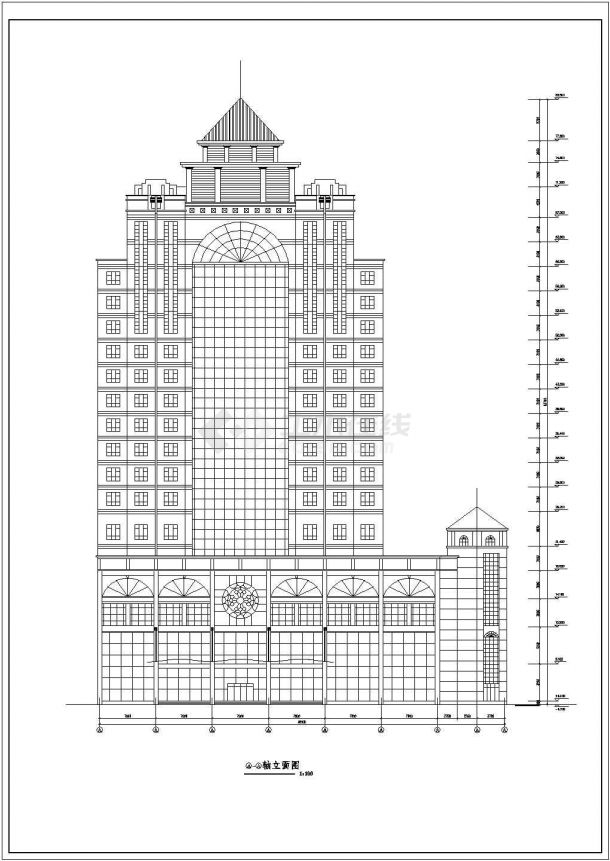 某老城区国际星级酒店建筑施工设计方案CAD图纸-图一
