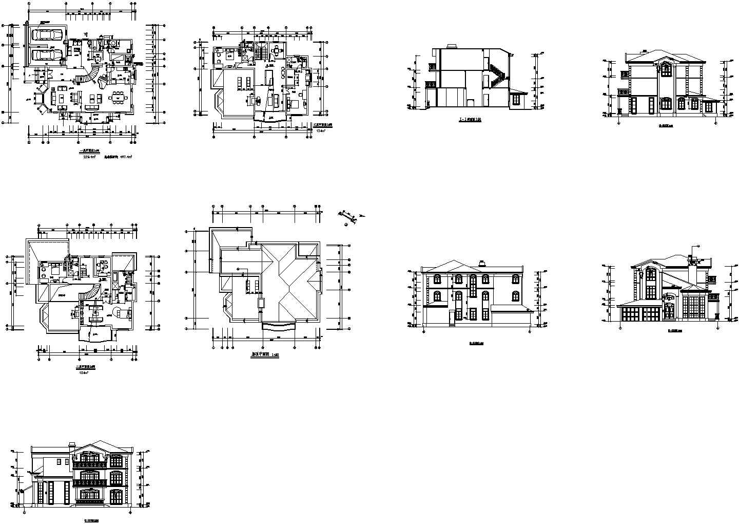 某经典别墅建筑结构设计施工详细方案CAD图纸