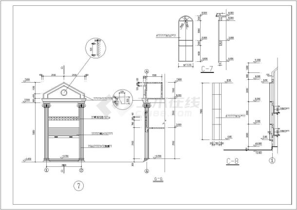 某经典大型别墅建筑详细设计施工方案CAD图纸-图二