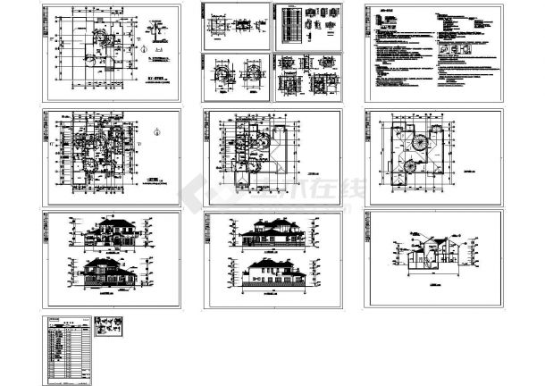 某豪华别墅建筑详细设计施工方案CAD图纸-图一