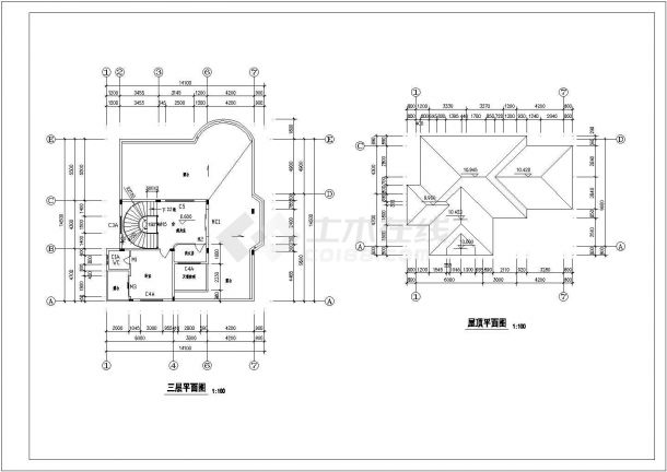 某大型独立别墅建筑详细设计施工方案CAD图纸-图二