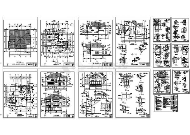 某现代美式别墅建筑详细设计施工方案CAD图纸-图一