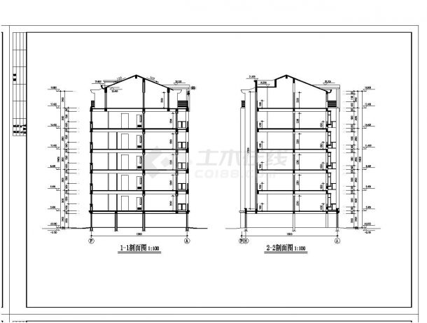 某阁楼层框架结构每单元布置CAD规划详图-图二