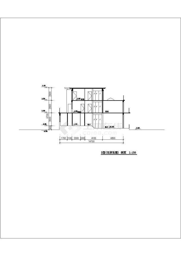 某小型现代连体别墅建筑详细设计施工方案CAD总图纸-图二