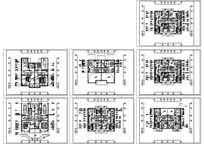某经典小型联排别墅建筑1-4层平面详细设计施工方案CAD总图纸_图1