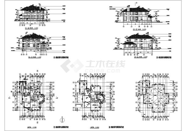 某精致的别墅建筑方案设计详细施工CAD图纸-图一