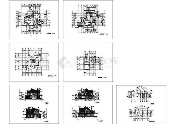 某精致型别墅建筑方案设计详细施工CAD图纸-图一