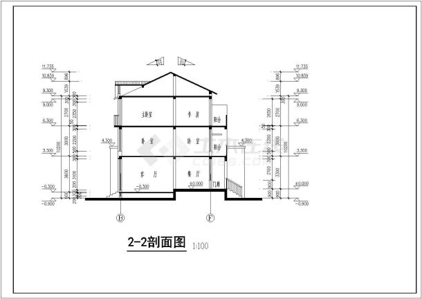 某居住小区D型别墅建筑方案设计详细施工CAD图纸-图二