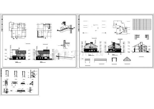 某精美荷兰式别墅建筑方案设计详细施工CAD图纸-图一