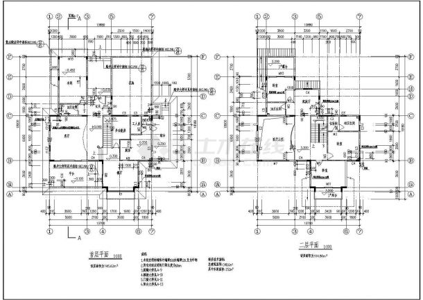某现代简单小别墅建筑方案设计详细施工CAD图纸-图二