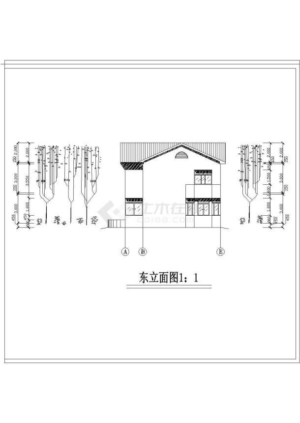 某现代家庭小别墅建筑方案设计详细施工CAD图纸-图二