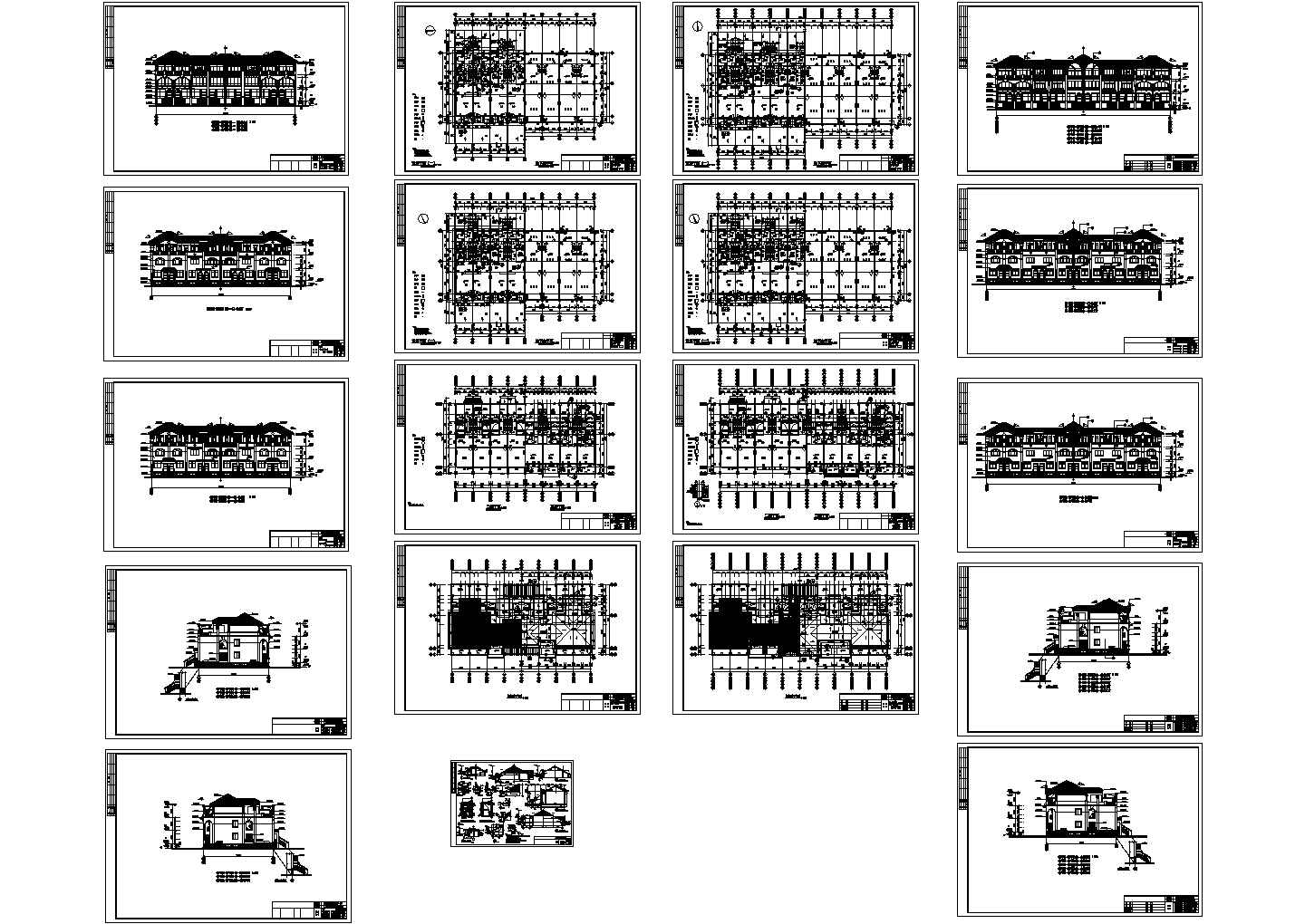 某现代金碧骏鸿花园低密度住宅建筑方案设计详细施工CAD图纸