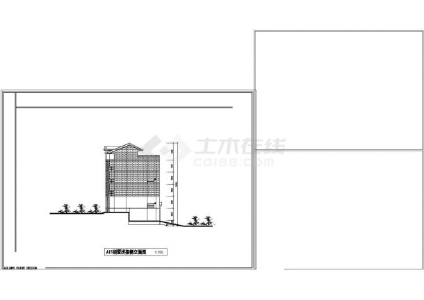某现代汇景台别墅建筑方案设计详细施工CAD图纸-图二