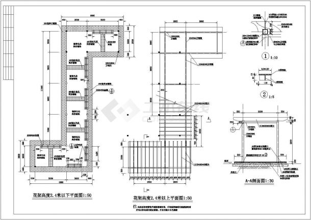 某园林景观工程亭及花架设计cad全套建筑施工图（含结构设计）-图二