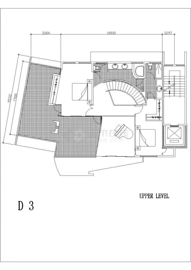 某现代国外别墅建筑方案设计详细施工CAD图纸-图二