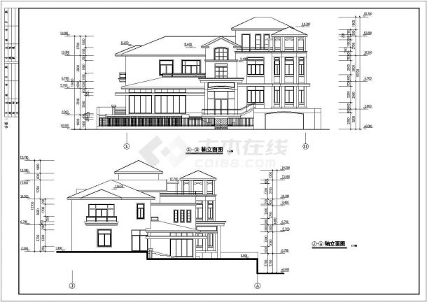 某现代公爵B型别墅建筑方案设计详细施工CAD图纸-图二