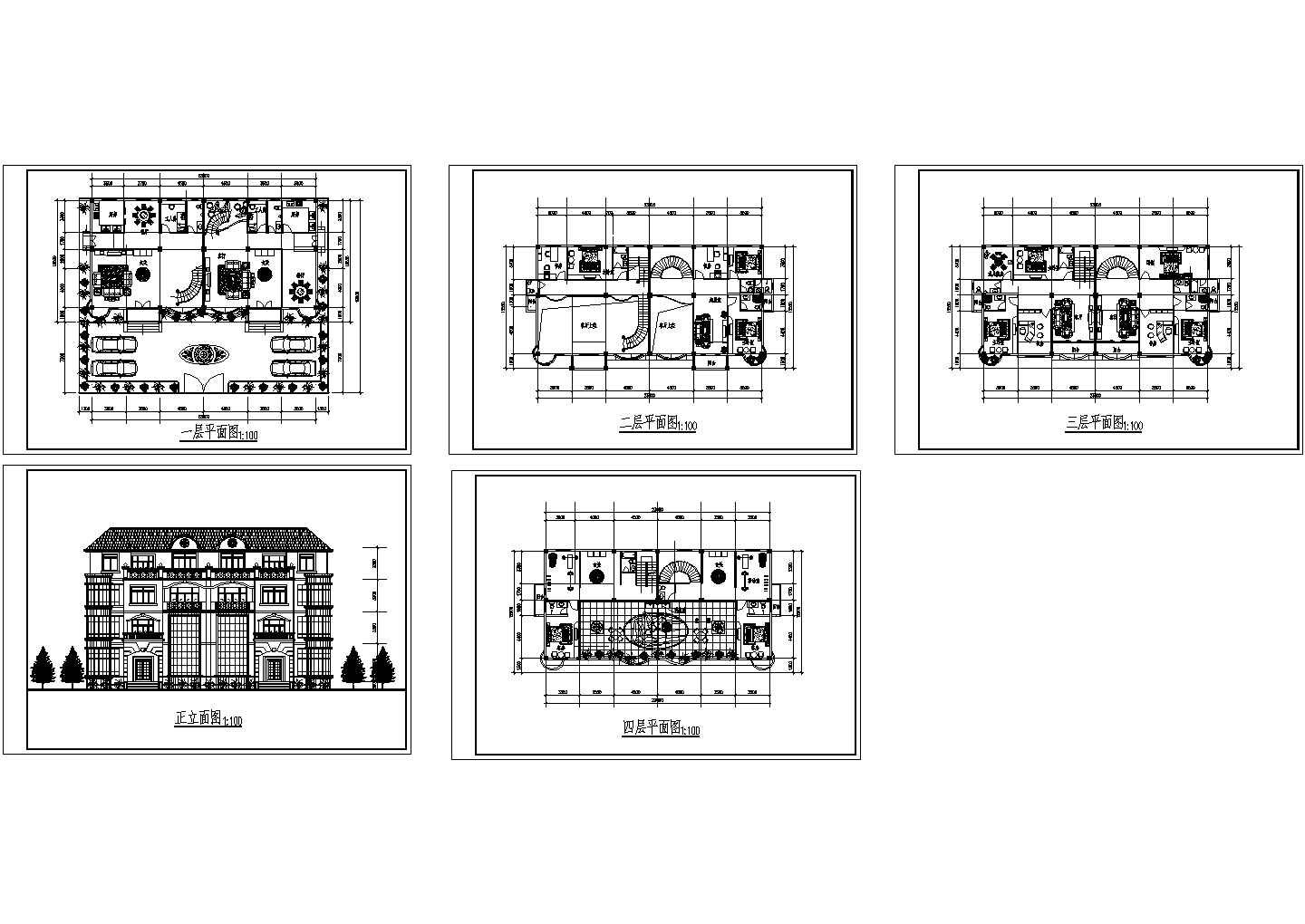 某现代高级别墅建筑方案设计详细施工CAD图纸