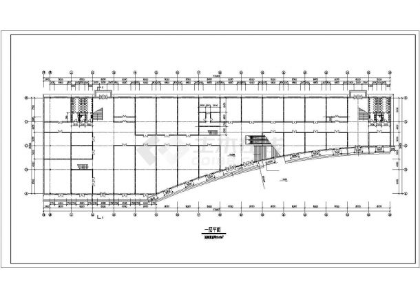 某老城区购物商城单体建筑完整设计施工方案CAD图纸-图二